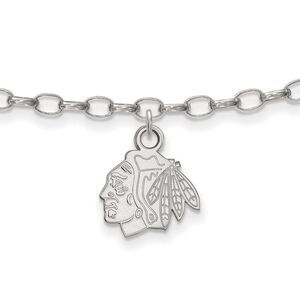 Sterling Silver NHL Chicago Blackhawks Anklet, 9 Inch